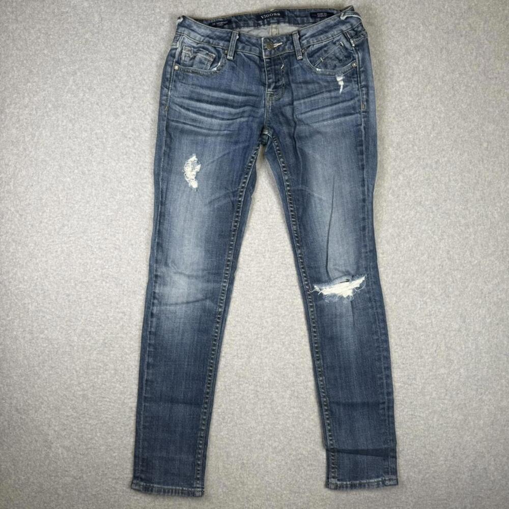 Vigoss Women’s The Thompson Tomboy Distressed Skinny Jeans W26 L27 Blue